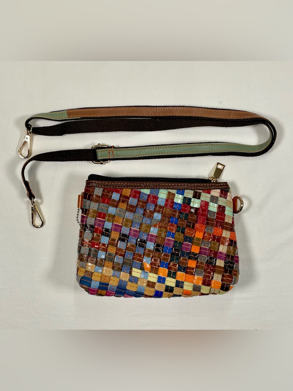 Multicolor Woven Crossbody Bag - Compact Women’s Shoulder Pouch